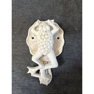 Frog Door Knocker Lilly Pad Painted White Two Mounting Holes Metal